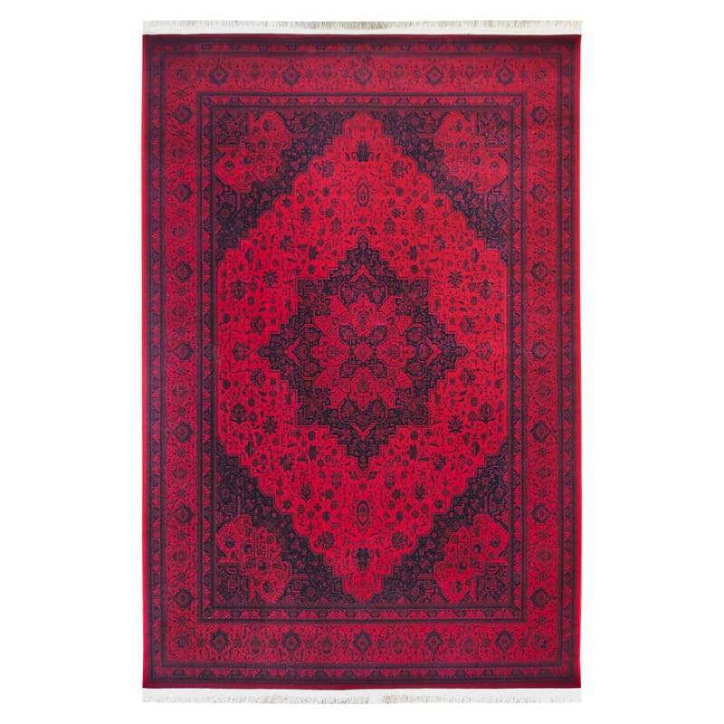 فرش ماشینی 1200 شانه فرش آرمانی زمینه لاکی حاشیه لاکی مدل 1257 — تصویر ۲