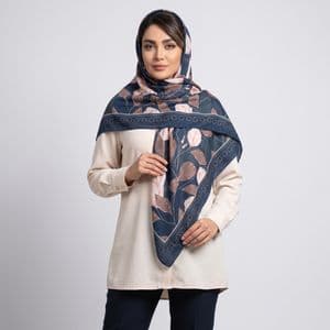 روسری زنانه آنالیا مدل دور دست دوز طرح گل کد a-9094
