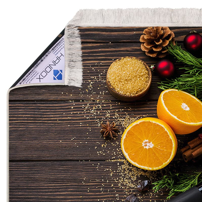 فرش ماشینی هانوکس مدل مدرن طرح چوب و پرتقال کد AHC-888-1 — تصویر ۲