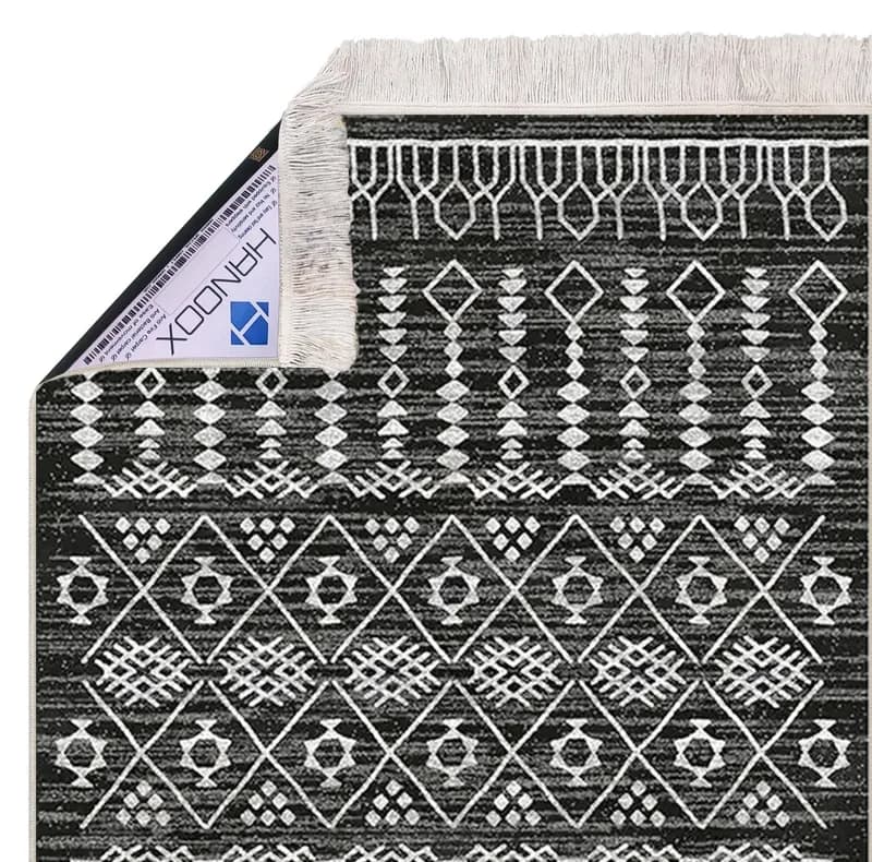 فرش ماشینی 1000 شانه زمینه نوک مدادی حاشیه طوسی هانوکس مدل مراکشی کد MHX.005.4 — تصویر ۸
