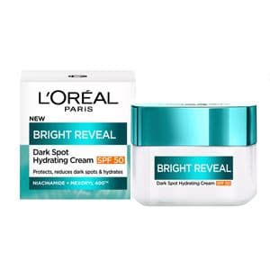 کرم آبرسان صورت، گردن لورآل مدل Bright Reveal SPF50 مناسب برای انواع پوست حجم 50 میلی‌لیتر