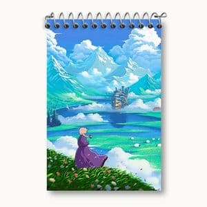 دفتر یادداشت 50 برگ خندالو مدل انیمه قلعه متحرک هاول کد F1811