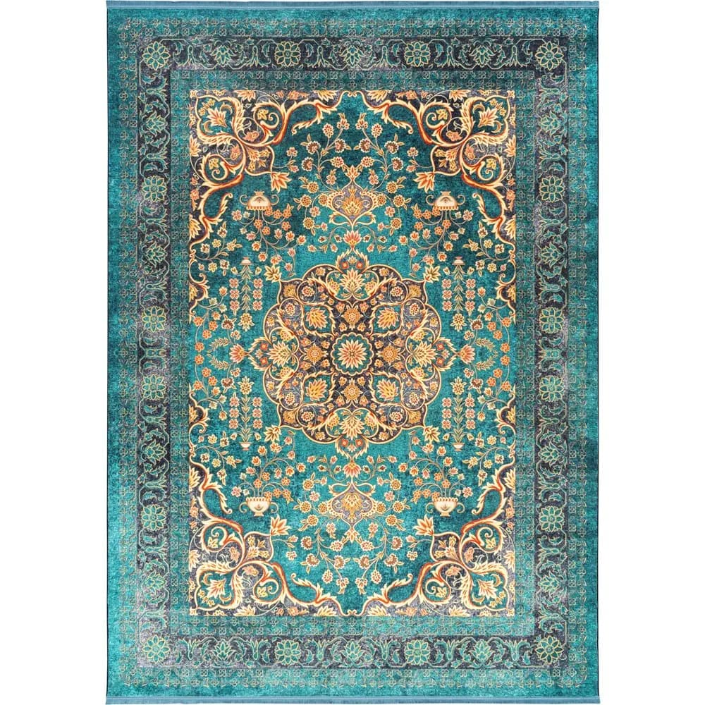 فرش ماشینی 1200 شانه محتشم زمینه لاکی حاشیه لاکی کد 25TT0080 — تصویر ۲