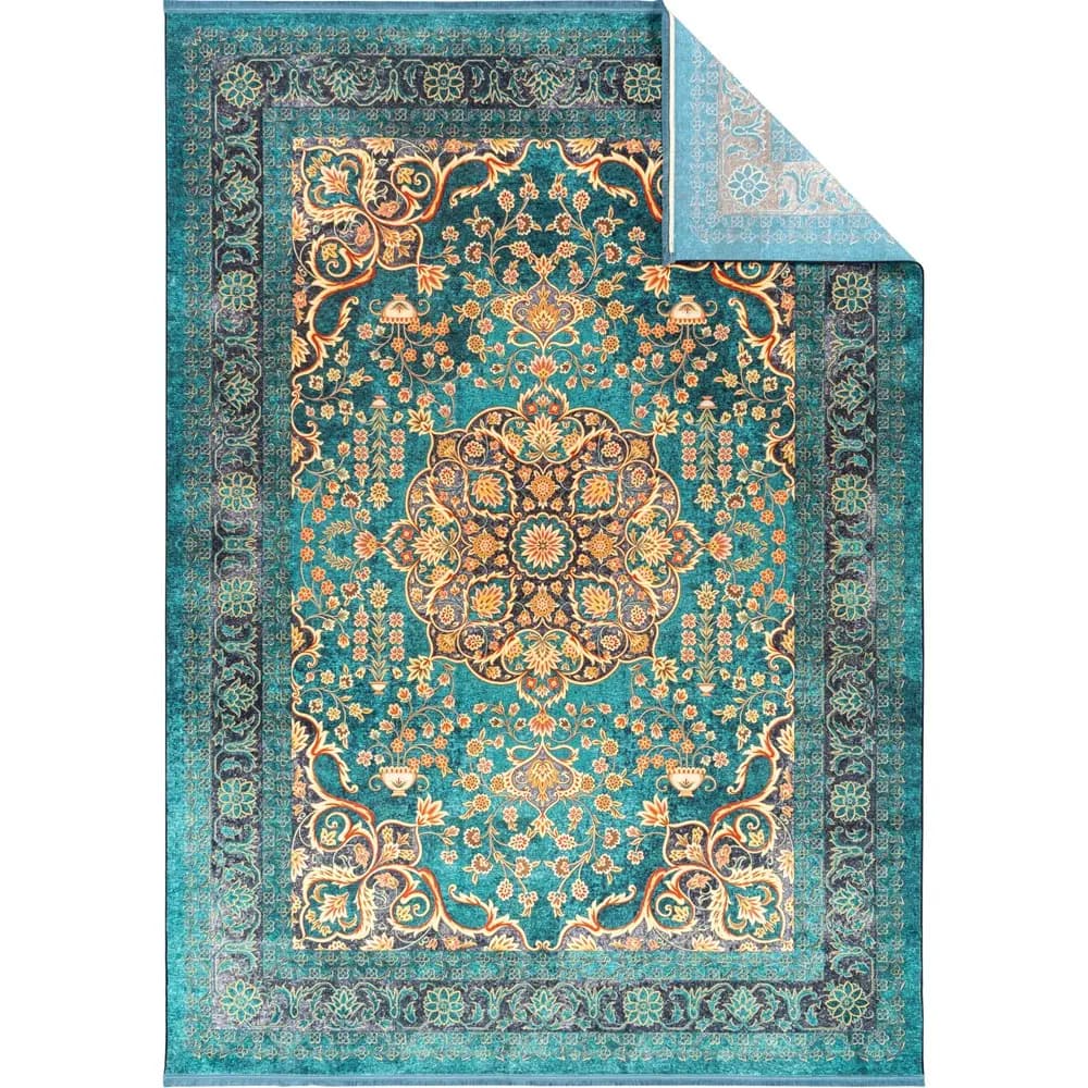 فرش ماشینی 1200 شانه محتشم زمینه لاکی حاشیه لاکی کد 25TT0080 — تصویر ۳