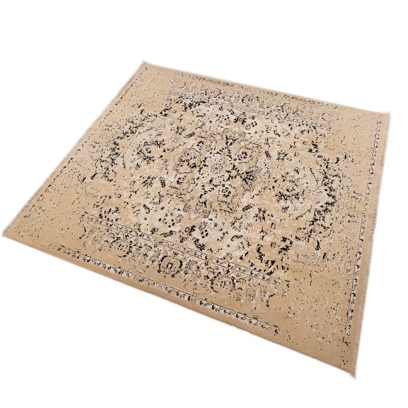فرش ماشینی 700 شانه زمینه کرم حاشیه کرم مدل مدرن الیاف پشم طبیعی کد IPK81171 — تصویر ۲