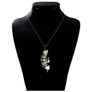 گردنبند نقره زنانه دلی جم طرح اسکلت و گل رز کد D 438