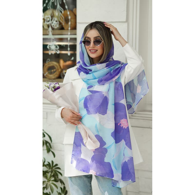 شال زنانه مدل نخی تابستانه مزونی کد ana-1430 — تصویر ۳