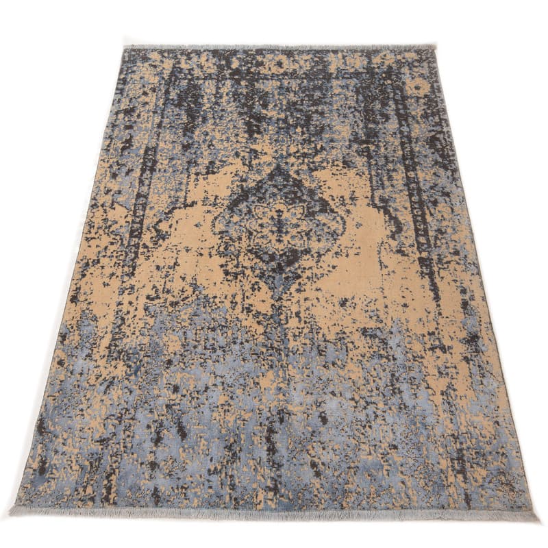 فرش ماشینی 700 شانه زمینه کرم حاشیه طوسی مدل مدرن الیاف پشم طبیعی IPK102566 — تصویر ۲