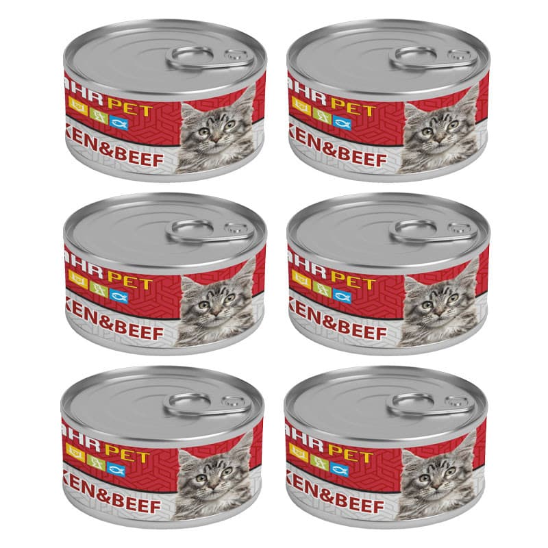 کنسرو نچرال گربه شهرپت مدل Chicken Beef وزن 120 گرم بسته 6 عددی — تصویر ۳