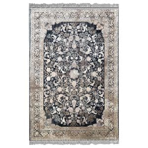 فرش ماشینی آرمانی طرح ترک کد 7103 زمینه خاکستری