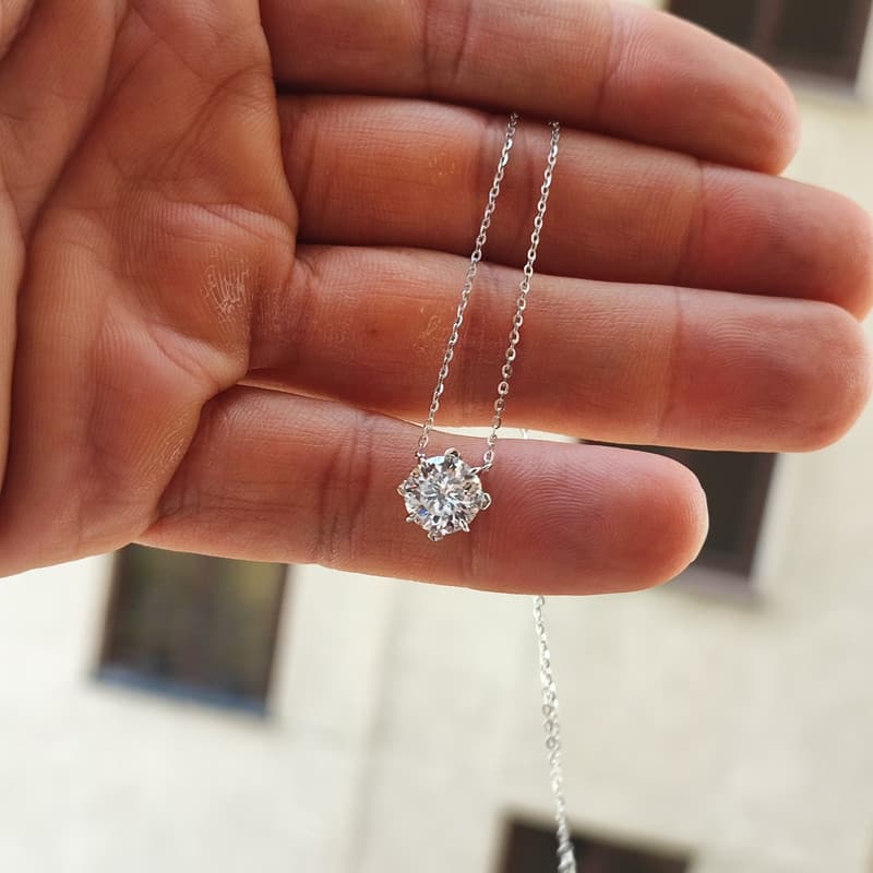 گردنبند نقره زنانه مدل Round Diamond — تصویر ۷