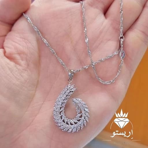 گردنبند نقره زنانه سوپرلوکس مارکیز عیار 925 و آبکاری طلاسفید