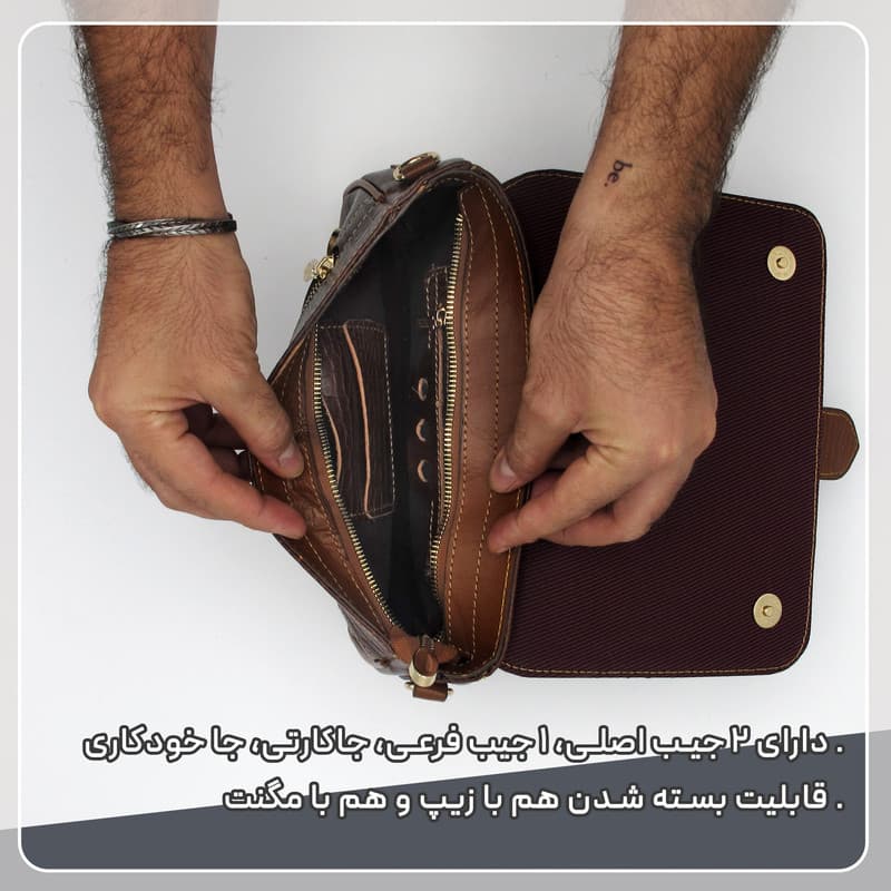 کیف دوشی زنانه مدل چرم طبیعی کد 112C — تصویر ۴