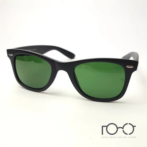 عینک آفتابی ریبن RAY BAN کائوچو شیشه سنگ مدل ویفر کد 2140s رنگ مشکی مات با لنز سبز