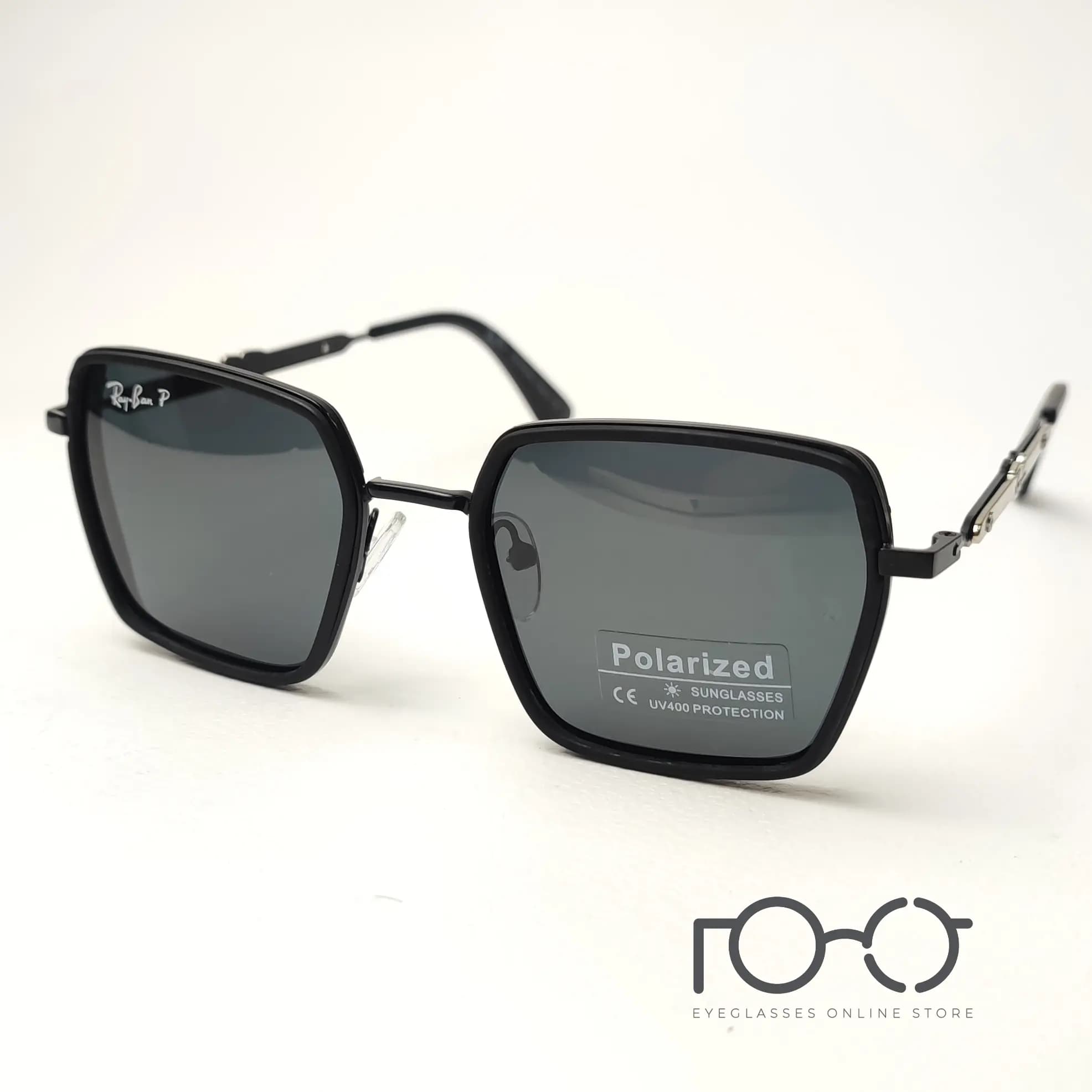 عینک آفتابی پلاریزه ریبن RAY BAN فلزی کد P8074 رنگ برنزی با لنز قهوه ای — تصویر ۸