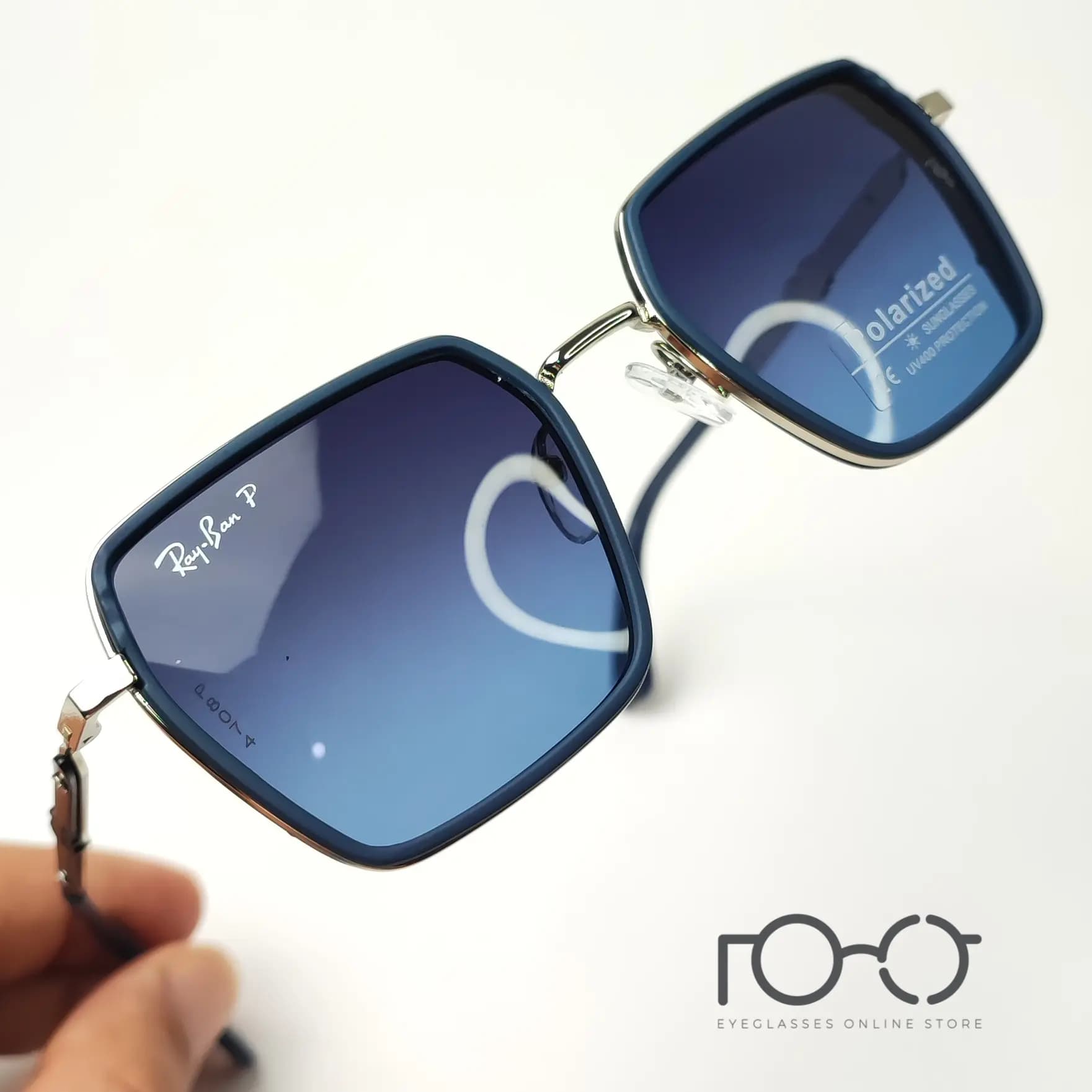 عینک آفتابی پلاریزه ریبن RAY BAN فلزی کد P8074 رنگ برنزی با لنز قهوه ای — تصویر ۶