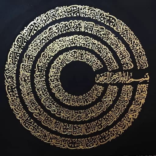 تابلو نقاشی خط چهار قل ، مشکی طلایی ،ابعاد 60 در60