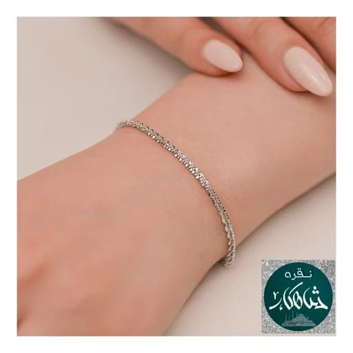 دستبند نقره طرح شاهکار خاویاری اصل ایتالیا عیار 925 و آبکاری طلاسفید — تصویر ۲