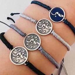 دستبند نقره صبر سیاه قلم و بافت لوله ای — تصویر ۳