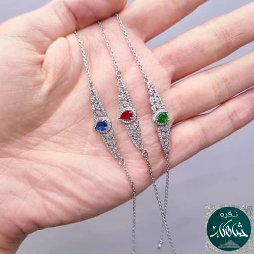دستبند نقره زنانه شاهکار جواهری عیار 925 و آبکاری طلاسفید بسیار زیبا و ظریف — تصویر ۲