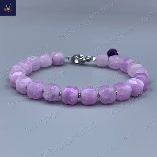 دستبند زنانه سنگ کنزایت طبیعی و اصل ، سنگی دست ساز Lavender Dream