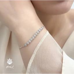 دستبند نقره بسیار شکیل فلاور با عیار 925 و آبکاری طلاسفید بدون ریزش نگین — تصویر ۳