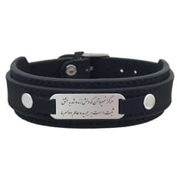 دستبند نقره مردانه چرم طبیعی — تصویر ۳