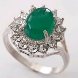 انگشتر نقره زنانه سنگ عقیق سبز کد 22 — تصویر ۳