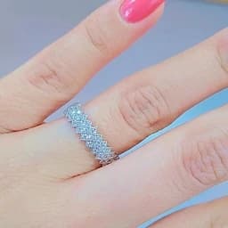 انگشتر نقره زنانه طرح پرنس دور نگین عیار 925و آبکاری طلا سفید بدون ریزش نگین — تصویر ۳
