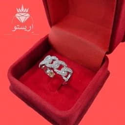 انگشتر نقره زنانه کارتیر میکرو با عیار 925 و آبکاری طلاسفید همراه با فاکتور — تصویر ۳
