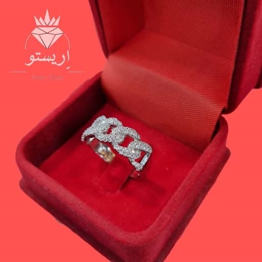 انگشتر نقره زنانه کارتیر میکرو با عیار 925 و آبکاری طلاسفید همراه با فاکتور