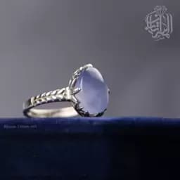 انگشتر نقره زنانه با عقیق کبود یمنی کد 504 — تصویر ۳