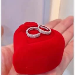 گوشواره نقره زنانه طرح حلقه ای پرنگین عیار 925استاندارد ضد حساسیت بدون ریزش نگین — تصویر ۳