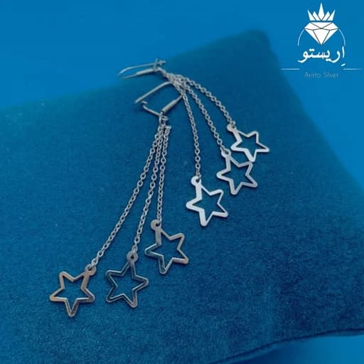 گوشواره نقره آویز عیار 925 آبکاری طلا سفید با آویز های متنوع بسیار راحت و مقاوم