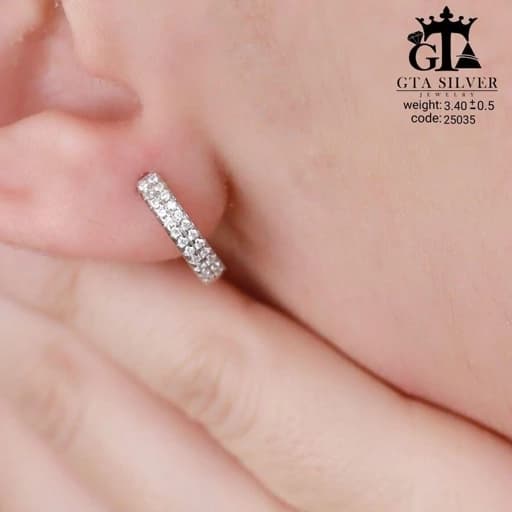 گوشواره نقره میکرو عیار 925 و آبکاری طلاسفید — تصویر ۲