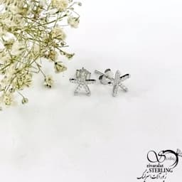 گوشواره نقره ایتالیا طرح ستاره کد 21154 — تصویر ۵
