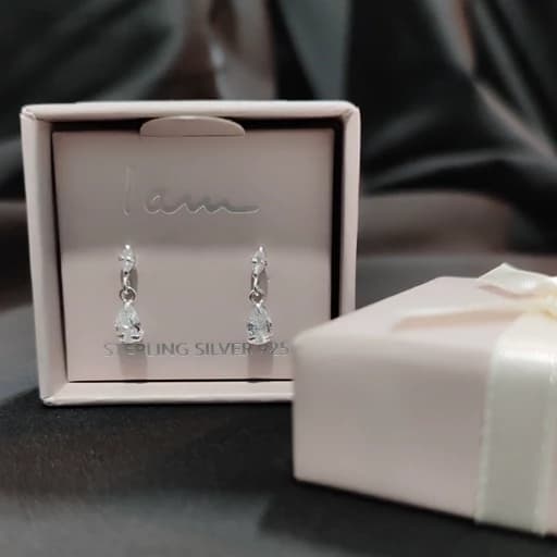 گوشواره نقره 925 آلمانی با نگین زیرکونیا — تصویر ۲