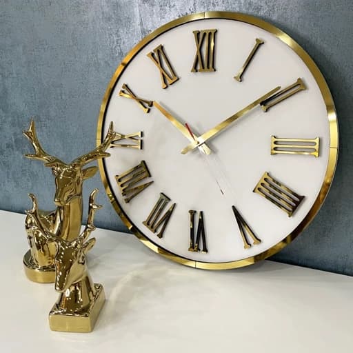 ساعت دیواری گرد ام دی اف پلکسی طرح رومی آرام گرد قطر 30 سانت — تصویر ۲