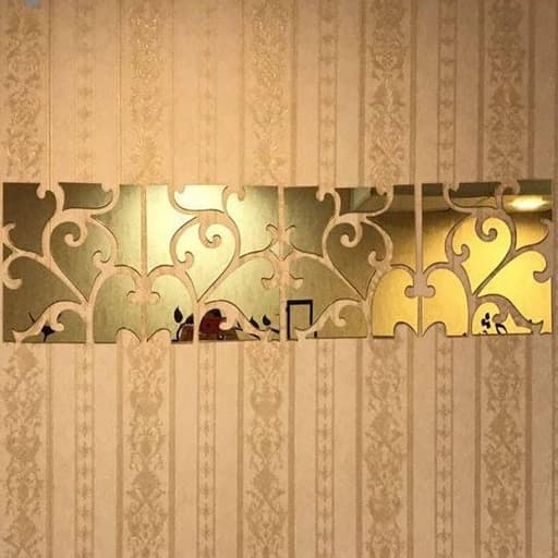 آینه دکوراتیو مولتی استایل،طرح پیچک،هر بسته شامل 4 تایل است(ابعاد هر تایل20در20)در دو رنگ طلایی و نقره ای — تصویر ۲