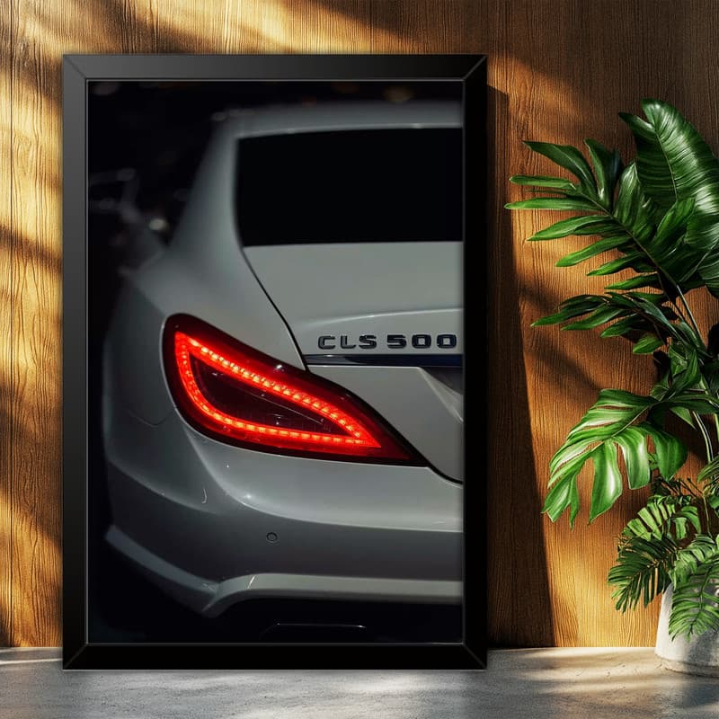 تابلو بکلیت طرح ماشین و خودرو مرسدس بنز Mercedes-Benz CLS500 مدل B-po1989 فریم مشکی — تصویر ۶
