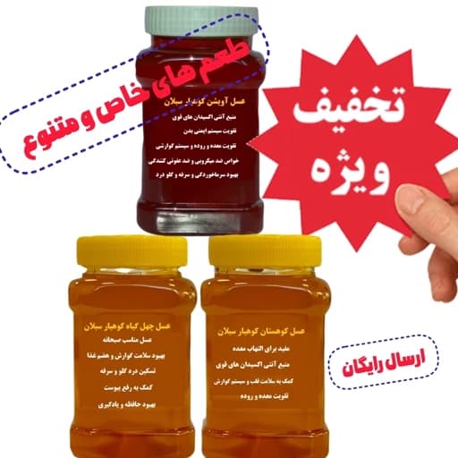 عسل طبیعی متنوع و خوش طعم با ارسال رایگان