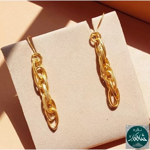 گوشواره نقره بافت آنجل شاهکار عیار 925 با آبکاری طلا