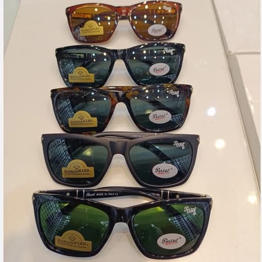 عینک آفتابی پرسول شیشه سنگ persol ایتالیا دسته فنر دارای آنتی رفلکس کد 24115