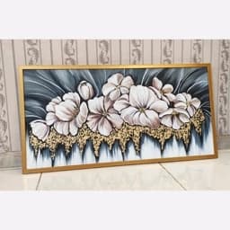 تابلو نقاشی گلهای مدرن برجسته ورقطلا 100 در 50 — تصویر ۳