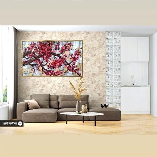 تابلو نقاشی مدرن شکوفه برجسته درخت دکوراتیو — تصویر ۲