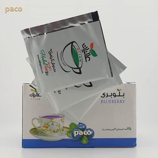دمنوش بلوبری عالیان دانش بنیان-میوه خالص بلوبری- 25 عدد کیسه ای 2 گرم (پوشش دار) — تصویر ۲