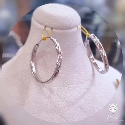 گوشواره نقره حلقه ای ایتالیایی با عیار 925(قطر 2/5 سانتیمتر) آبکاری طلاسفید