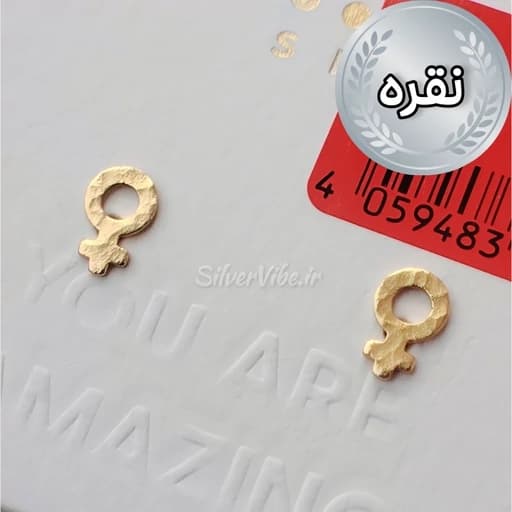 گوشواره نقره نماد زن طرح ونوس آبکاری طلا برند Six — تصویر ۲