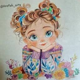 تابلو نقاشی مداد رنگی دختر بهار — تصویر ۳