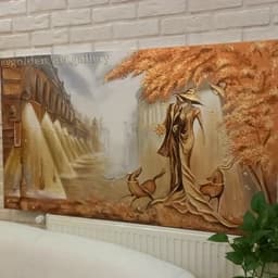 تابلو نقاشی پاسوزنی طلایی و مسی — تصویر ۳